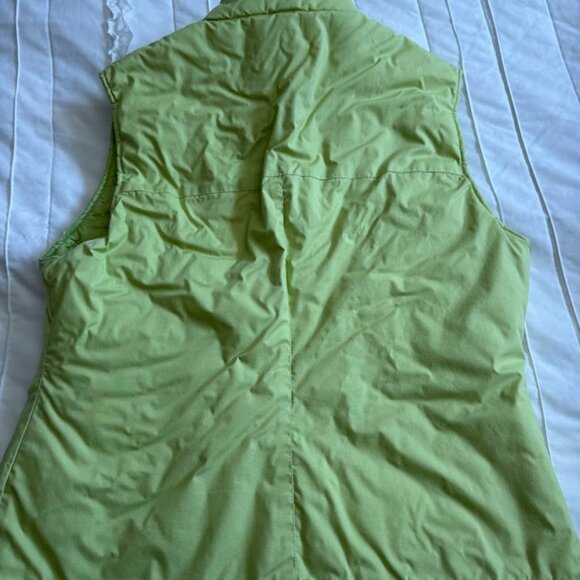 Lacoste Puffer Vest Womens 44 Large Green Zip Up Stand Up Collar Quilted Lightwe - Picture 10 of 10
